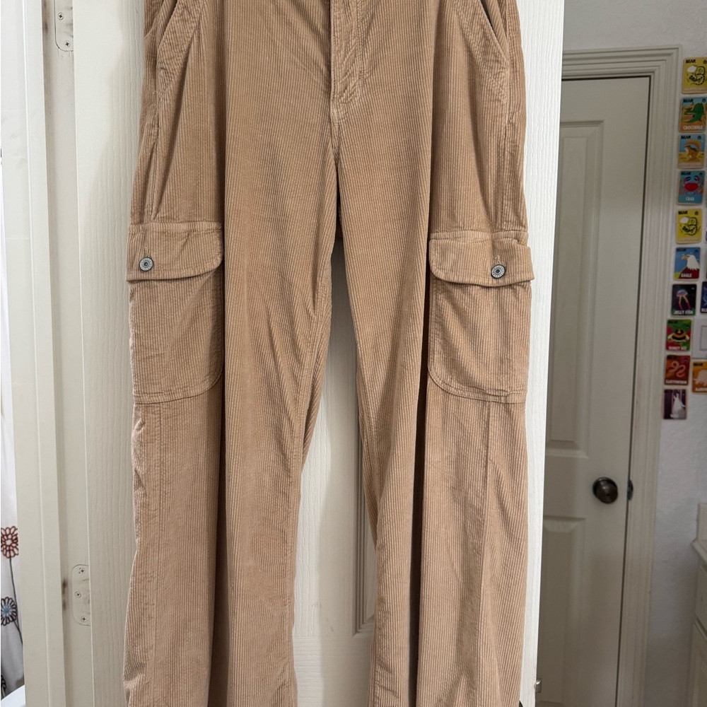 American Eagle Outfitters Corduroy Boot‑Cut Cargo Pants in Tan